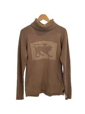 Parasuco men knit sweater beige 100% cotton turtleneck long sleeves cozy Large